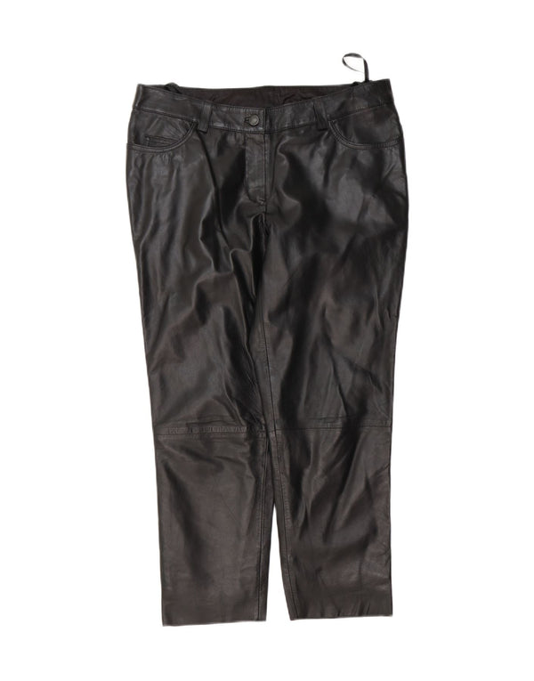 Heine Womens Crop Læderbukser UK 14 Large W32 L25 Sort Læder