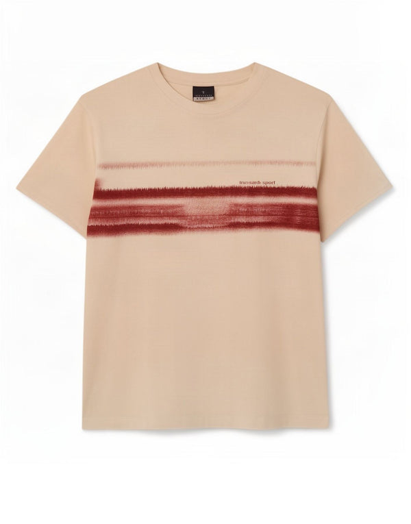 T-shirt grafica da uomo Trussardi Top in cotone a righe bianche medie