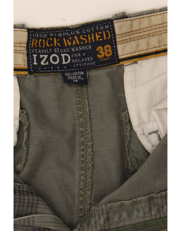 IZOD Mens Cargo Shorts W38 XL Grey Check Cotton Vintage Izod and Second-Hand Izod from Messina Hembry 