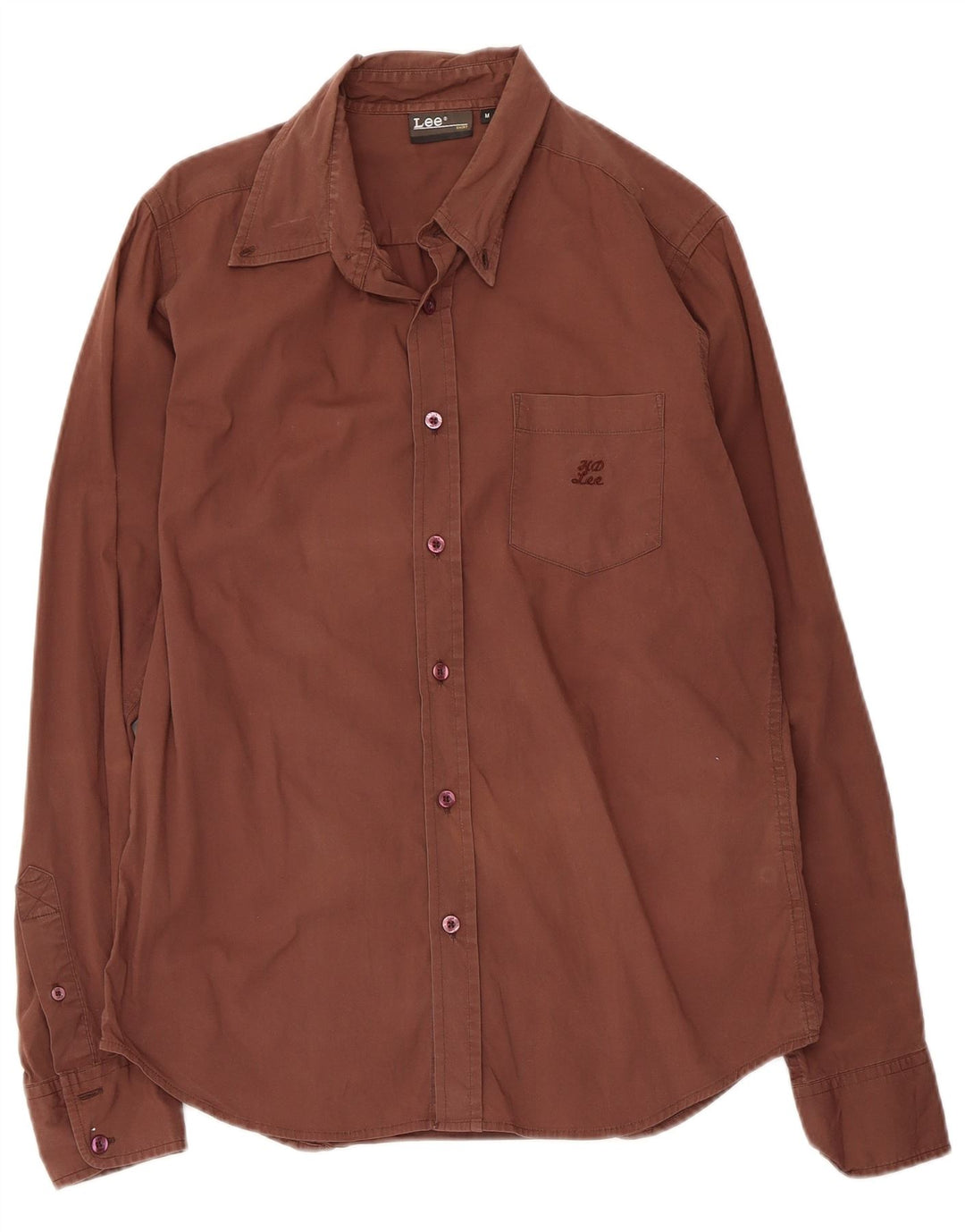 Camisa masculina Lee algodão marrom médio