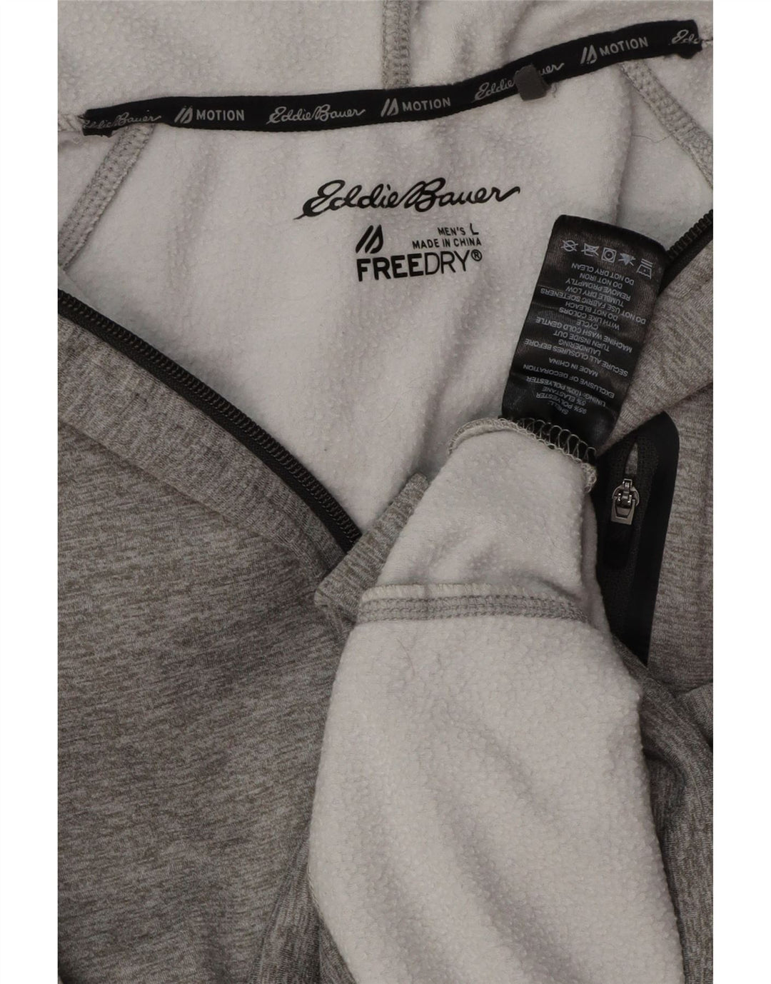 EDDIE BAUER Mens Zip Hoodie Sweater Large Grey Polyester