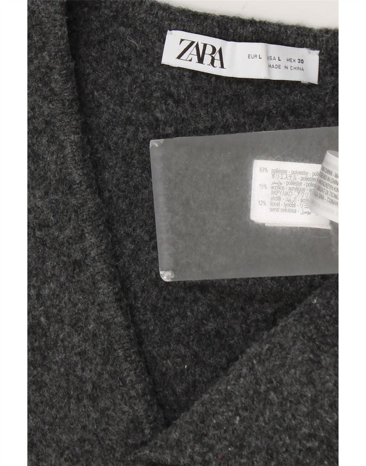 Zara Womens Waistcoat UK 14 Large Grey Polyester