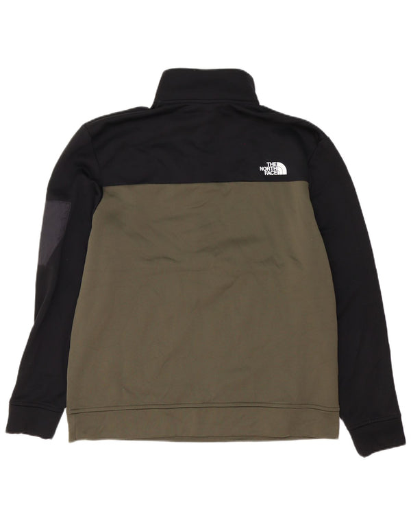 The North Face Mens Zip Neck Sweatshirt Jumper Large Khaki Colourblock