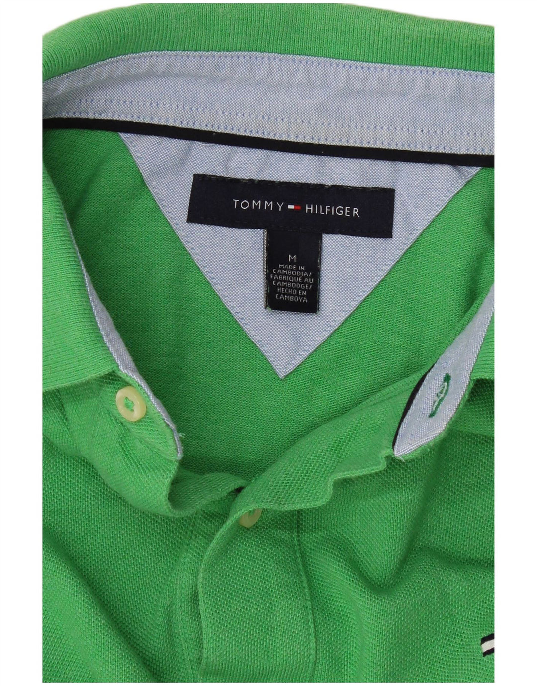 TOMMY HILFIGER Mens Polo Shirt Medium Green Cotton