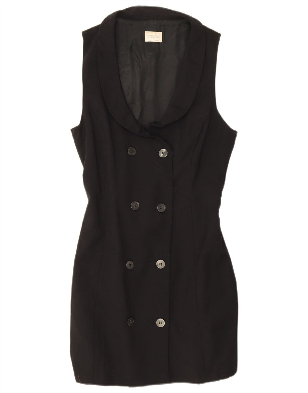 Jaqueta blazer feminina Longline sem mangas Benetton IT 44 médio preto