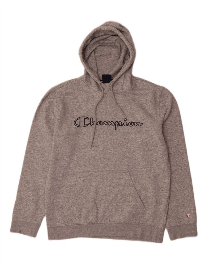 CHAMPION Mens Graphic Hoodie Jumper Medium Grey Cotton