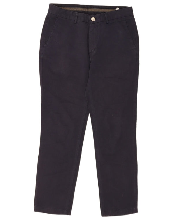 Massimo Dutti Mens Slim Chino Trousers EU 38 Small W30 L28 Navy Blue Linen