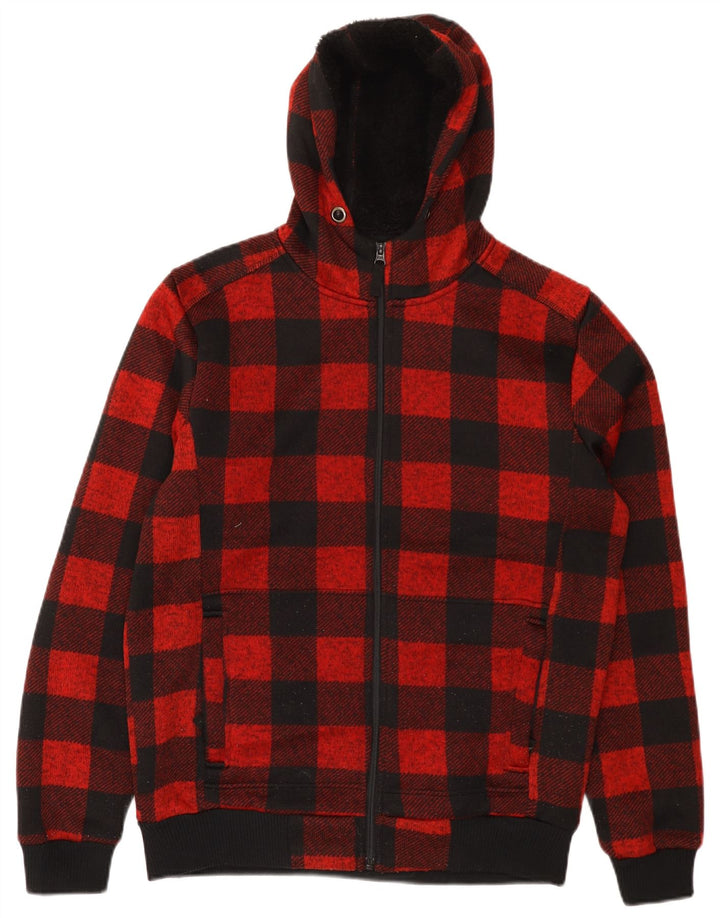 Mountain Warehouse Mens Sherpa Zip Hoodie Sweater Medium Red Gingham