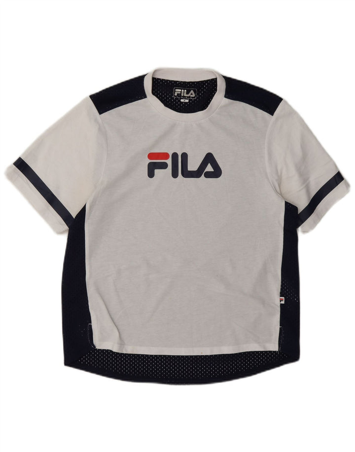 Maglietta grafica da donna Fila Top UK 14 Poliestere color block bianco medio