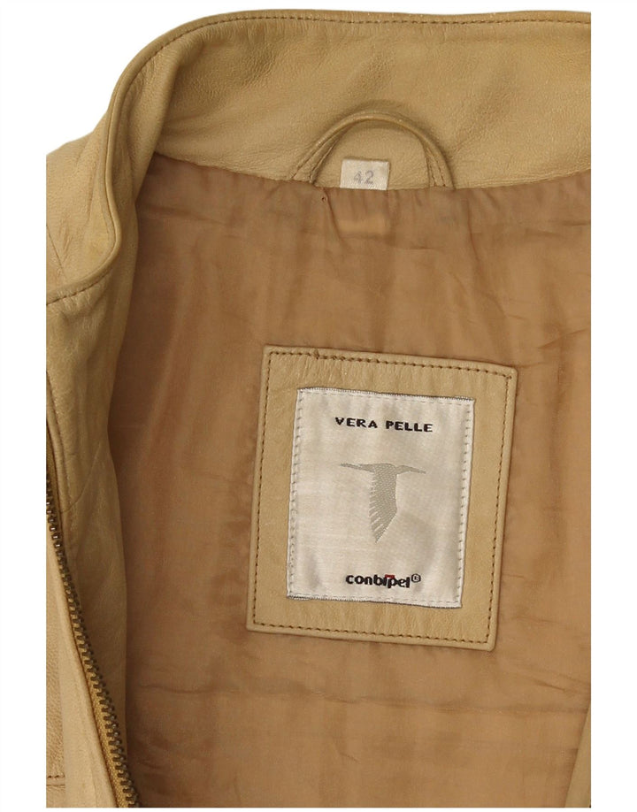 Chaqueta De Cuero Mujer Conbipel IT 42 Cuero Beige Medio