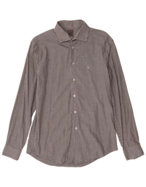 Calvin Klein Mens Slim Fit Shirt Size 39 15 1/2 Medium Grey Houndstooth