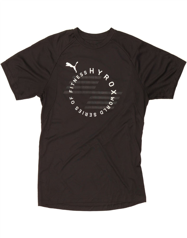 PUMA Mens Graphic T-Shirt Top Medium Black Polyester Vintage Puma and Second-Hand Puma from Messina Hembry 