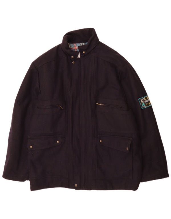 Vintage hombres Yachting cortavientos abrigo Reino Unido 42 XL azul marino