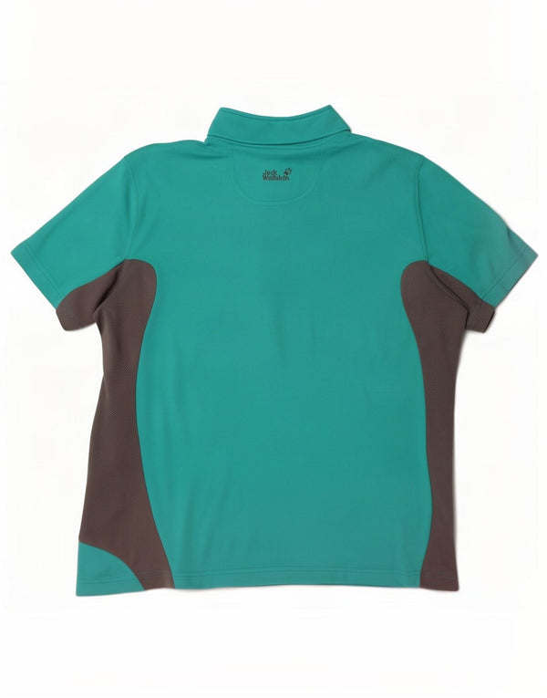 Jack Wolfskin T-shirt med lynlås til kvinder DK 16 Stor turkis farveblok