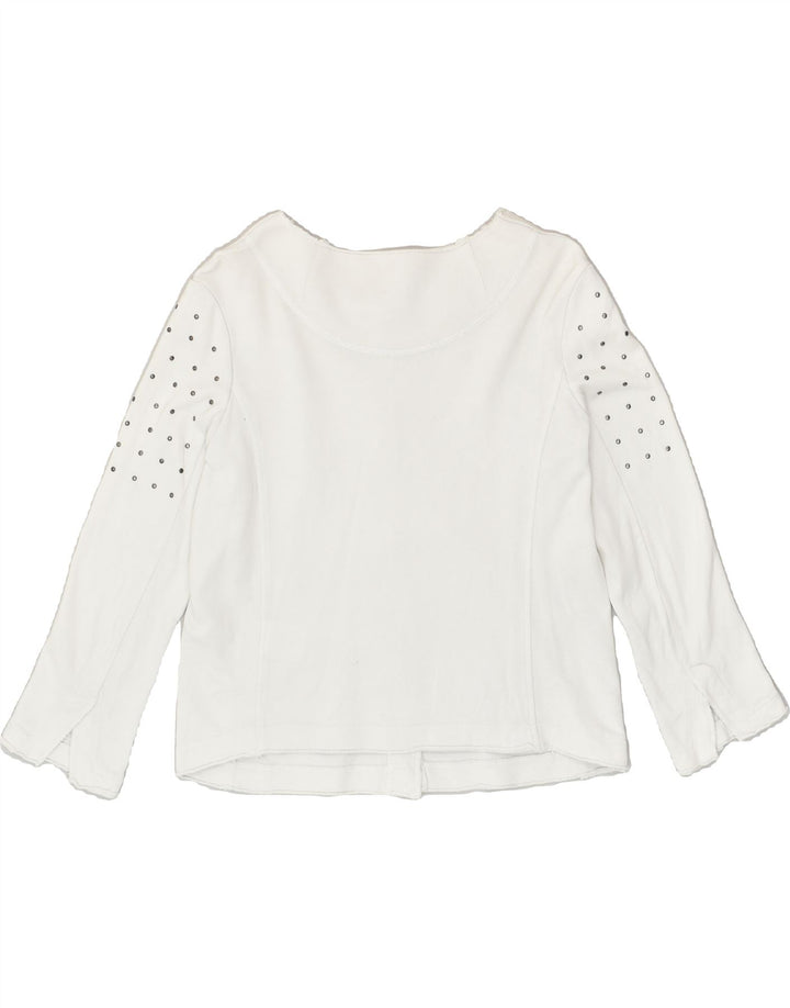 SUN68 Womens Cardigan Top UK 12 Medium White Spotted Cotton | Vintage Sun68 | Thrift | Second-Hand Sun68 | Used Clothing | Messina Hembry 
