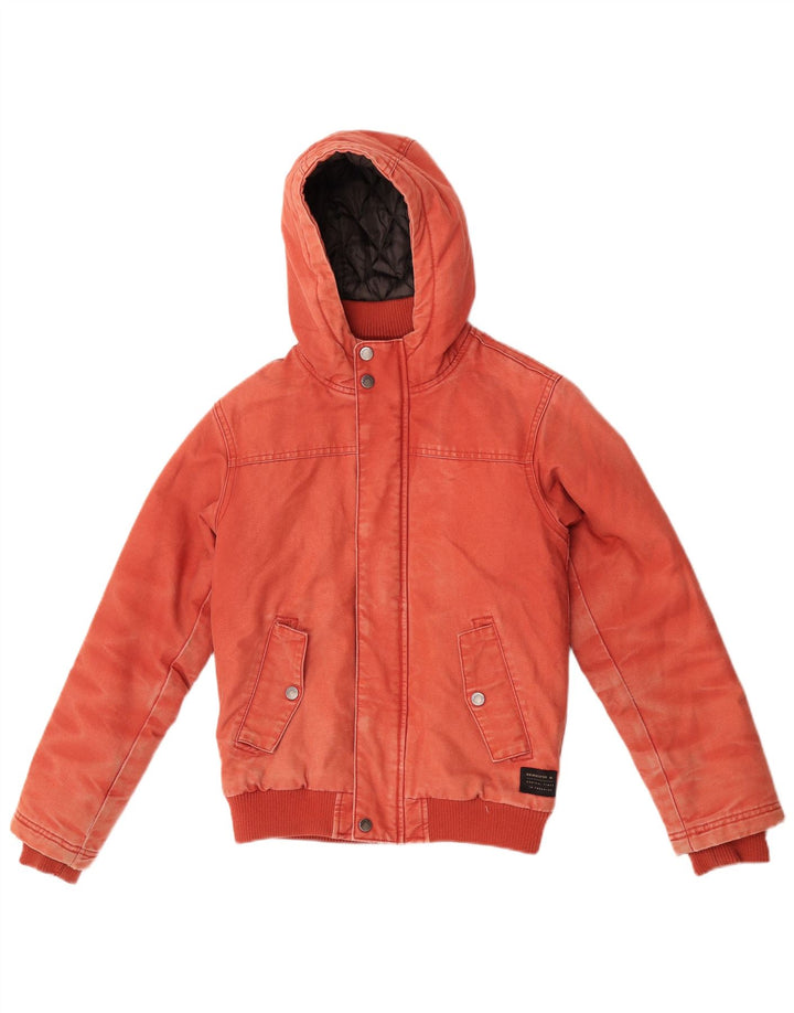Quiksilver Womens Hooded Bomber Jacket UK 12 Medium Red Cotton