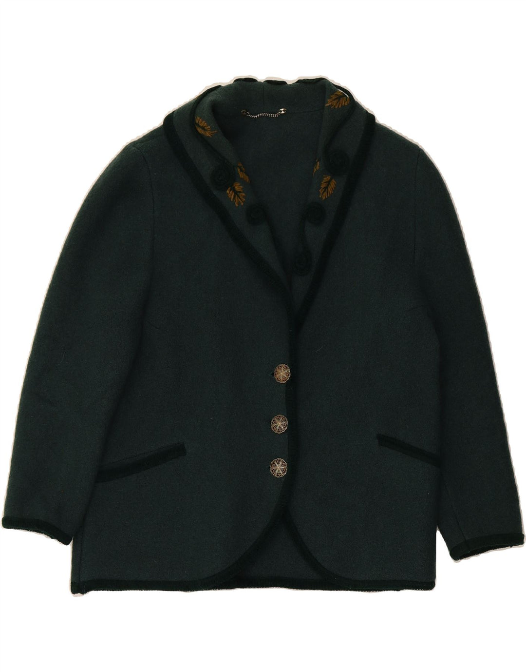 VINTAGE Womens 3 Button Blazer Jacket UK 14 Large Green Vintage Vintage and Second-Hand Vintage from Messina Hembry 