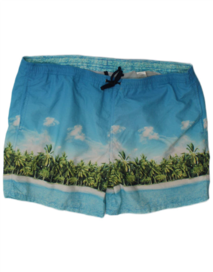 Marks & Spencer Mens Graphic Swimming Shorts XL Blue Polyamide Beach