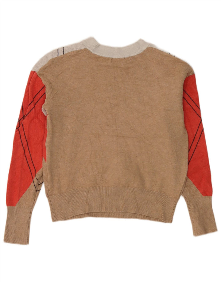 Marks & Spencer Womens Crop Crew Neck Jumper Sweater UK 10 Small Multicolou