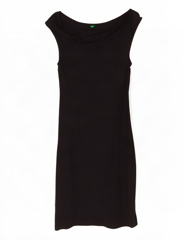 Benetton Robe moulante sans manches pour femme UK 8 Small Viscose noire