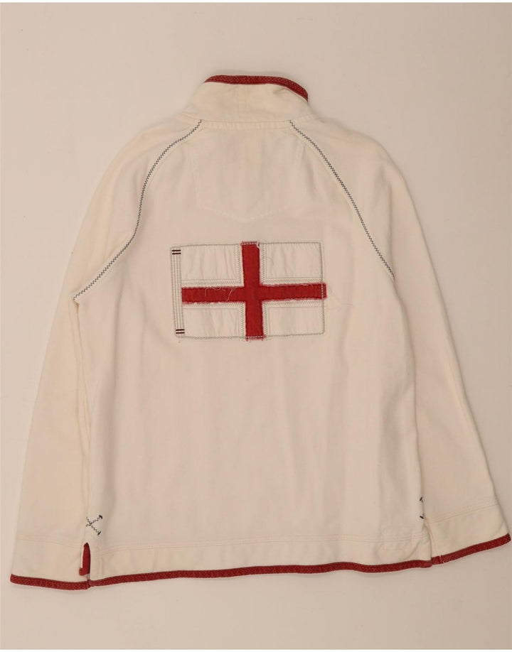 Fat Face Mens Graphic Zip Neck Sweatshirt Jumper Medium White Cotton