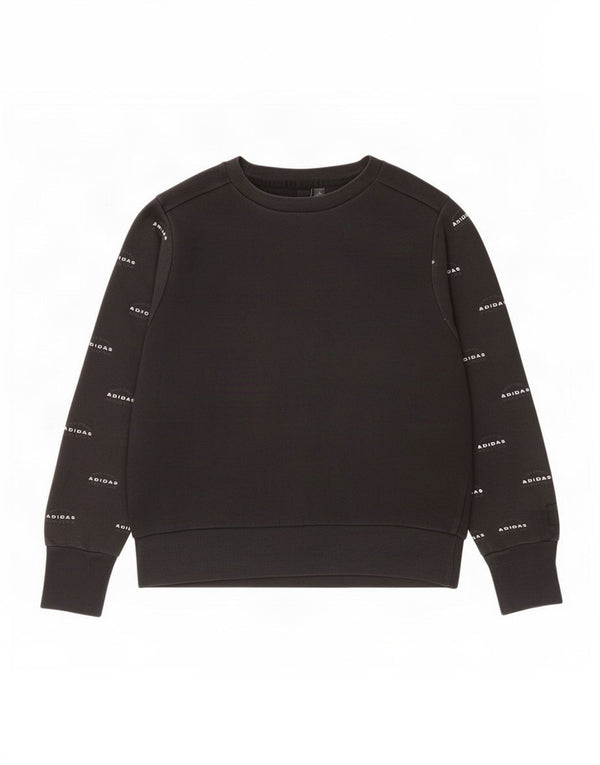 Adidas Womens Graphic Oversized Sweatshirt Jumper UK 10 Small Black Cotton