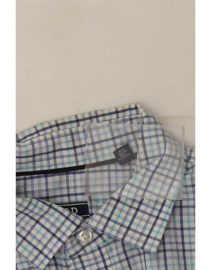 Izod Mens Shirt Size 16 1/2 Large Blue Check Cotton