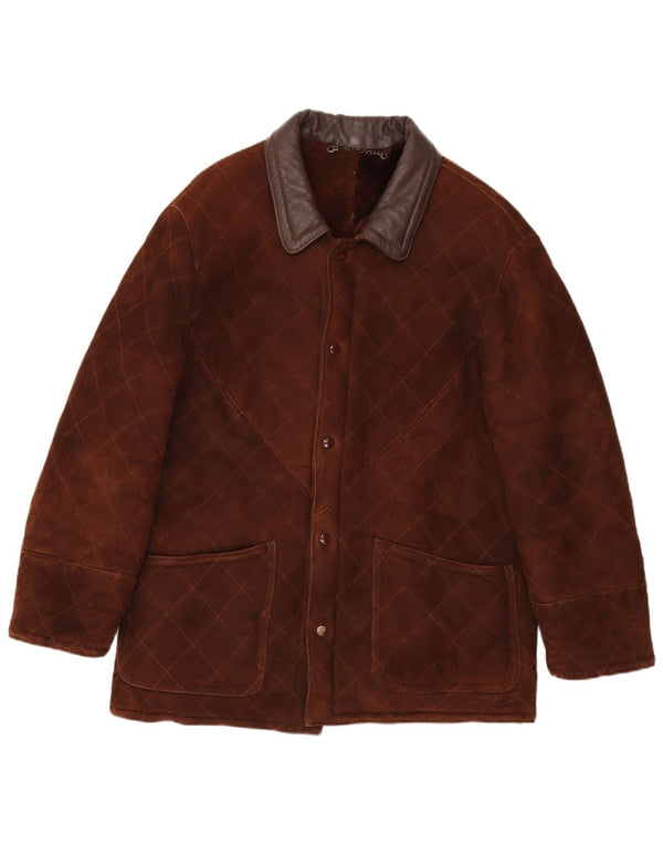 Vintage Mens Shearling Jacket IT 50 Large Brown Shearling