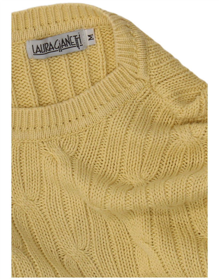 Maglione maglione girocollo da donna vintage giallo medio