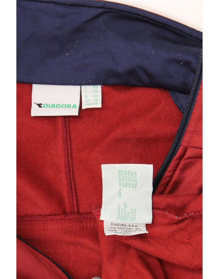 DIADORA Mens Tracksuit Top Jacket UK 38 Medium Maroon Colourblock