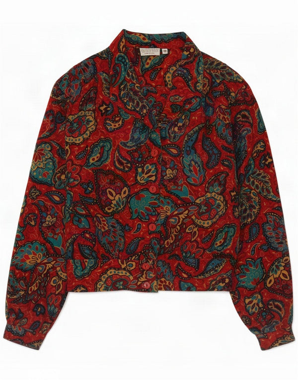 Blusa camisera vintage para mujer IT 42 Medium Red Paisley