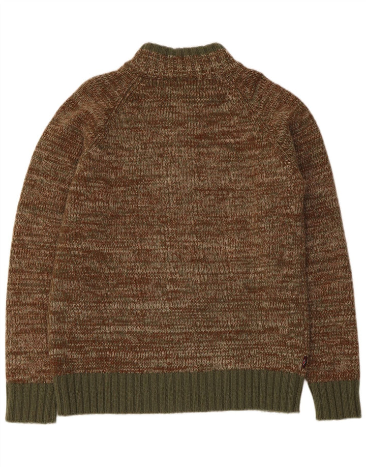 Pulover cardigan pentru bărbați Bear, lână mare kaki cu pete