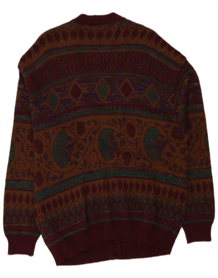 DALMINE Mens Cardigan Sweater Large Burgundy Wool