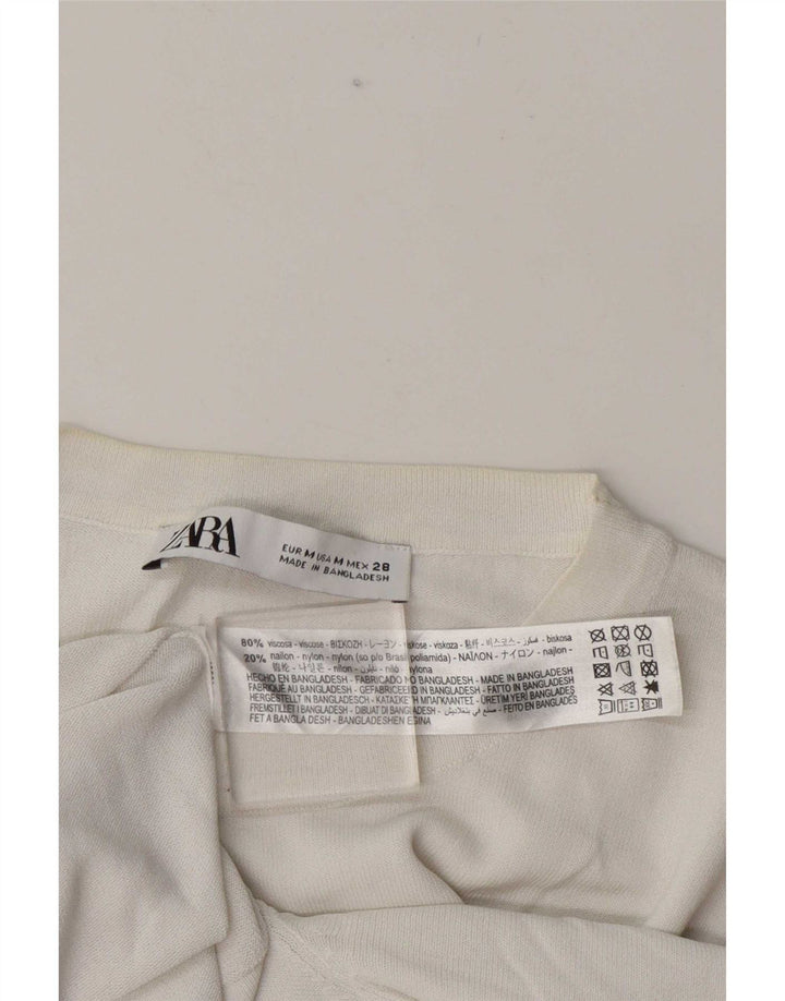 Zara Womens T-Shirt Top UK 12 Medium White Viscose