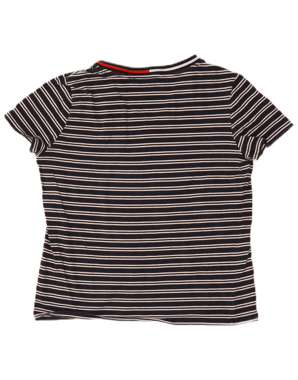 Tommy Hilfiger Damen T-Shirt Top UK 14 Medium Marineblau gestreift Baumwolle