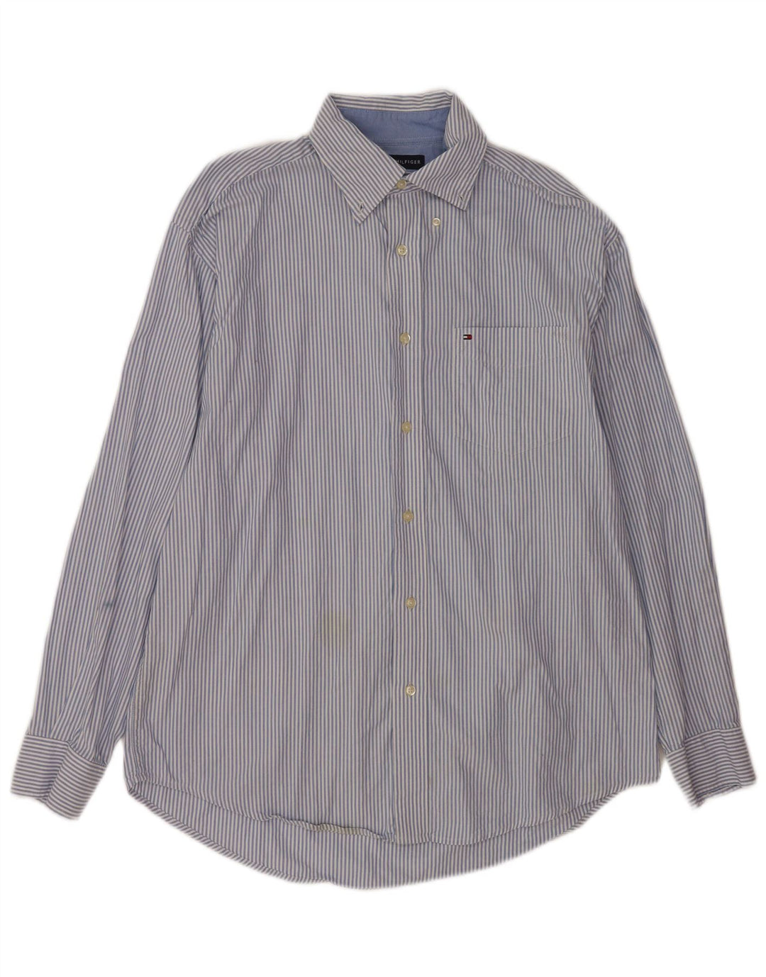Tommy Hilfiger Mens Shirt Medium Blue Pinstripe Cotton