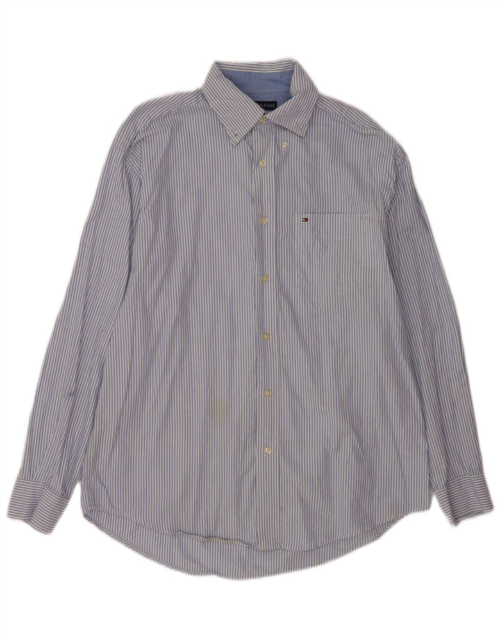 Tommy Hilfiger Mens Shirt Medium Blue Pinstripe Cotton