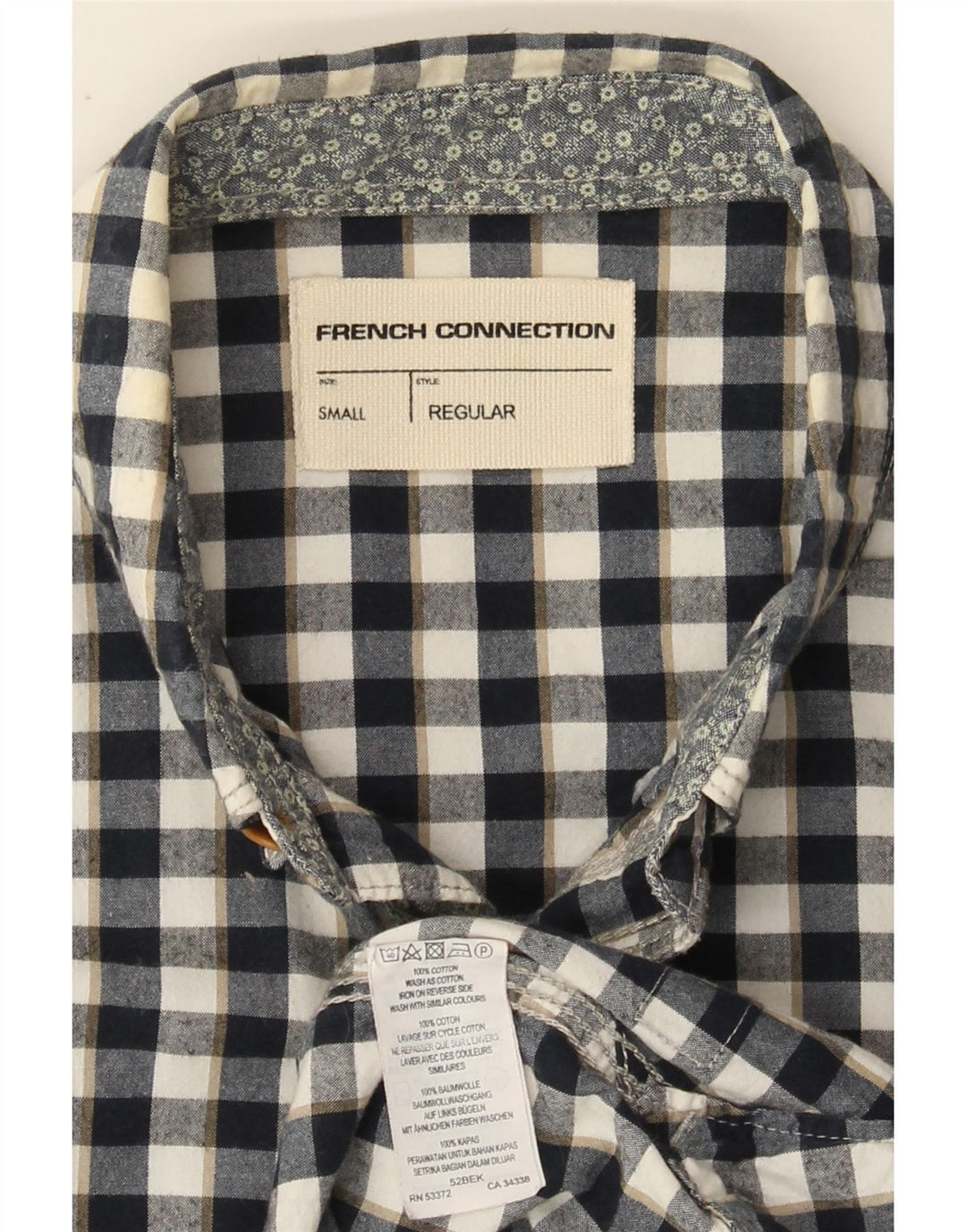 FRENCH CONNECTION Mens Regular Fit Flannel Shirt Small Navy Blue Check Vintage French Connection and Second-Hand French Connection from Messina Hembry 