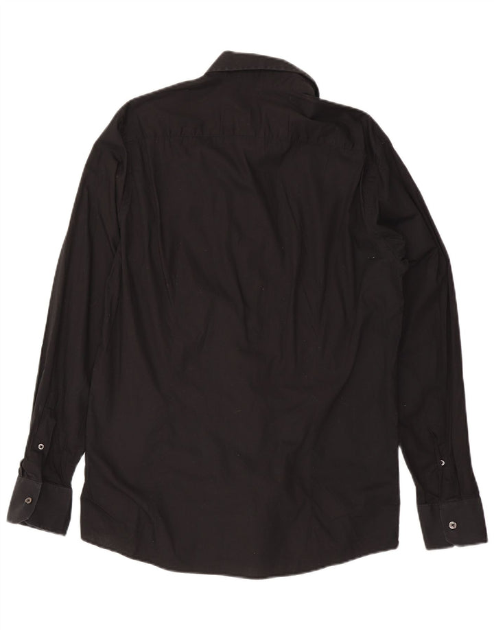 Benetton Mens Shirt Large Black Cotton
