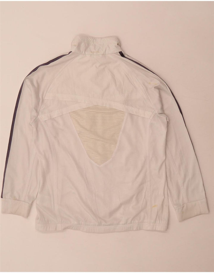 Adidas Mujer Climalite Chándal Top Chaqueta UK 14 Grande Blanco Poliéster