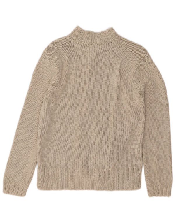Marks & Spencer Dame Cardigan Sweater med fuld lynlås UK 10 Small Beige Bomuld