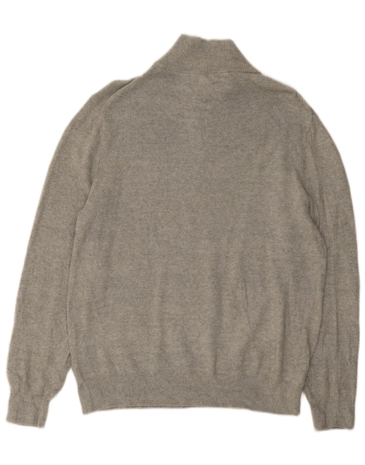 J. Crew Mens Zip Neck Jumper Sweater Large Grey Cotton