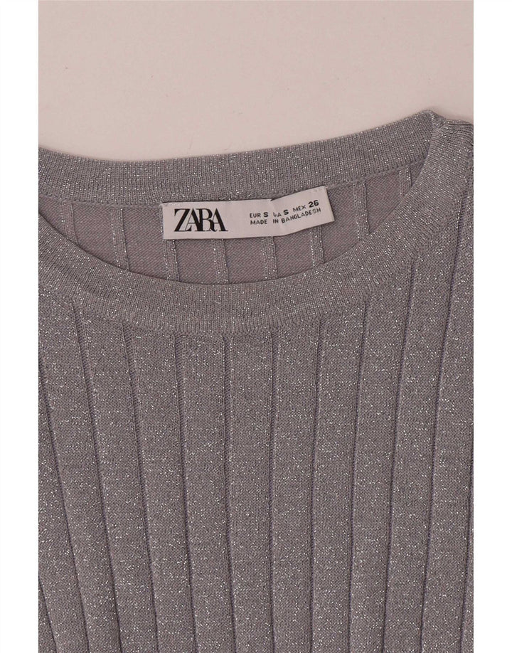 Zara Damebluse Top UK 8 Small Silver Flecked