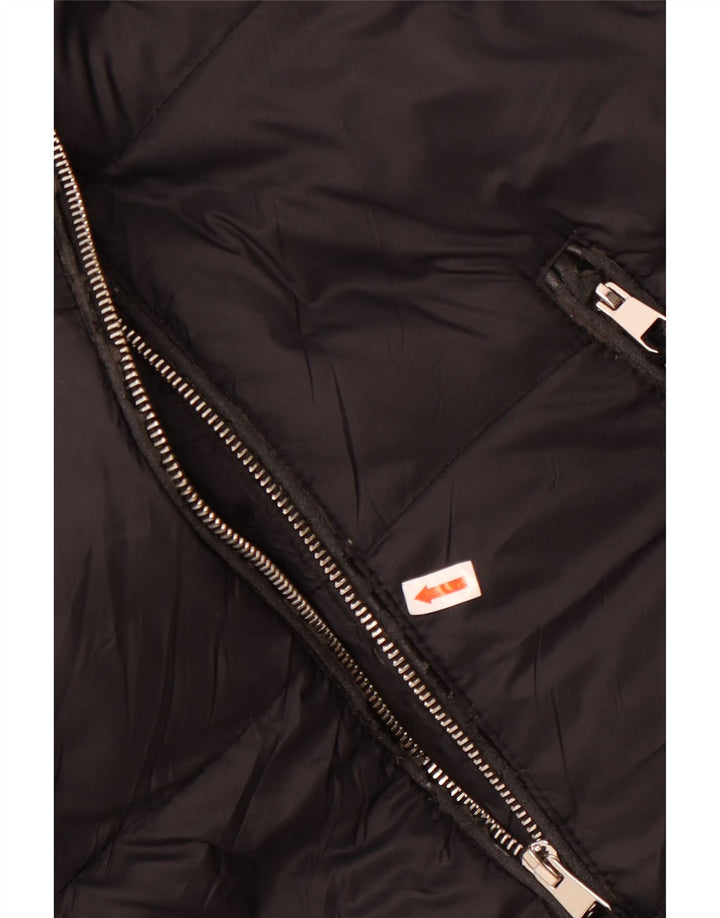 Zara Womens Hooded Padded Jacket UK 14 Medium Black Nylon