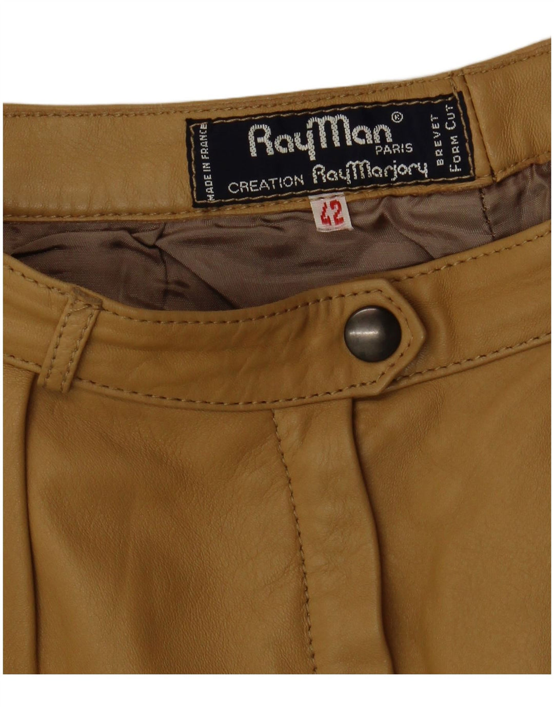 RAY MARJORY Dame Pegged Læderbukser IT 42 Medium W28 L30 Khaki