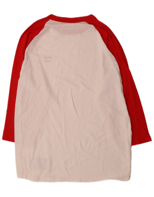 Champion Damen Langarm-T-Shirt-Kleid UK 18 XL Weiße Colourblock-Baumwolle