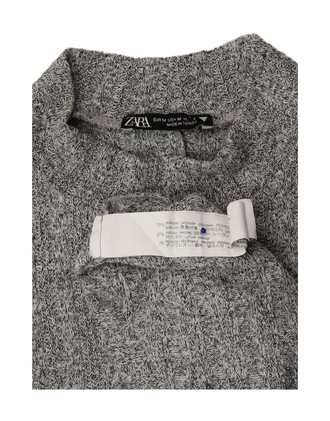 Zara Womens Maxi Longline Jumper Dress UK 12 Medium Grey Flecked Polyester