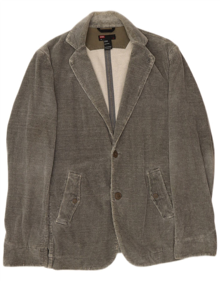 DIESEL Mens 2 Button Corduroy Blazer Jacket UK 40 Large Grey Cotton