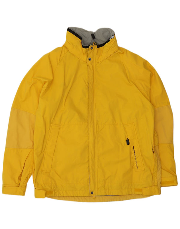 Nautica Mens Rain Jacket UK 42 XL Yellow Nylon