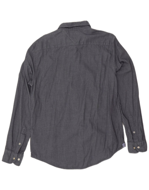 Tommy Hilfiger Mens Slim Fit Shirt Large Navy Blue Cotton